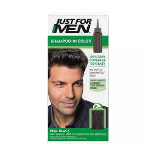JUST FOR MEN Shampoo - In Color Gray Hair Coloring for Men 55 REAL BLACK - Beautylicious Canada
