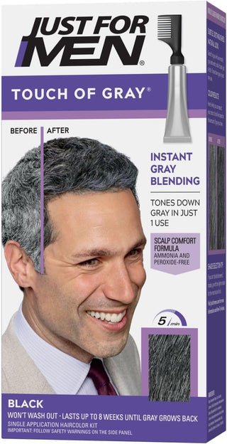 JUST FOR MENTOUCH OF GREY HAIR COLOR T - 55 BLACK - Beautylicious Canada