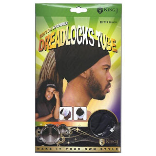 King J Cotton Spandex Dreadlock Tube #711 Black - Beautylicious Canada