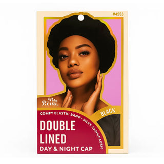 MS REMI DOUBLE LINED DAY & NIGHT CAP - BLACK * 4553