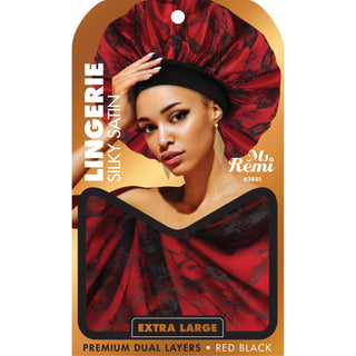 MS REMI LINGERIE  SILKY SATIN - RED BLACK * 3683