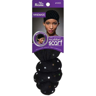 Ms. Remi Pre - Made Buddon Scarf Black / Silver Dot *4483 - Beautylicious Canada