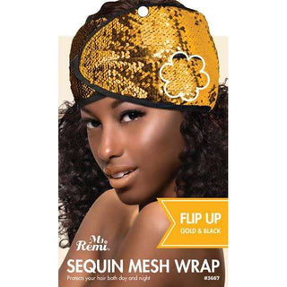 Ms. Remi Sequin Mesh Wrap, Gold & Black *3667 - Beautylicious Canada
