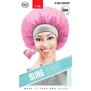 QFITT BLING SATIN BONNET - RHINESTONE "9013 - Beautylicious Canada