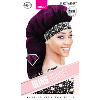 QFITT BLING SATIN BRAID BONNET - PEARL "9027 - Beautylicious Canada