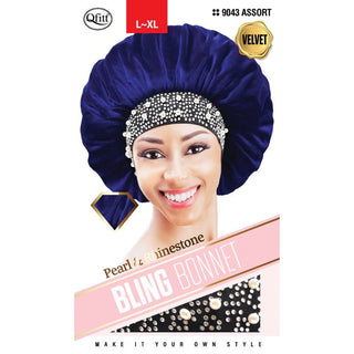 QFITT BLING VELVET BONNET - PEARL "9043 - Beautylicious Canada