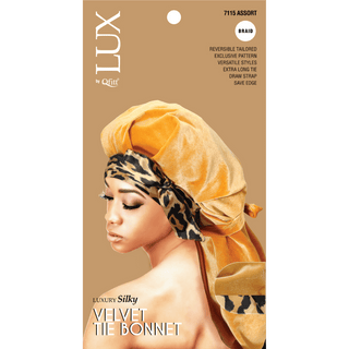 QFITT BRAID LUXURY SILKY VELVET TIE BONNET *7115 - Beautylicious Canada