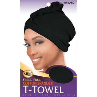 QFITT FRIZZ - FREE COTTON SPANDEX T - TOWEL *537 BLACK - Beautylicious Canada