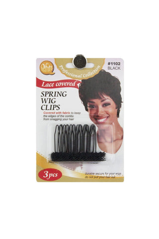 Qfitt Lace Covered Spring Wig Clips #1102 Black - Beautylicious Canada