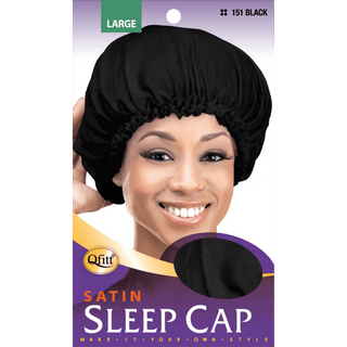 QFITT LARGE SATIN SLEEP CAP *151 BLACK - Beautylicious Canada