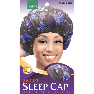 QFITT LARGE SATIN SLEEP CAP - FLORAL *154 - Beautylicious Canada