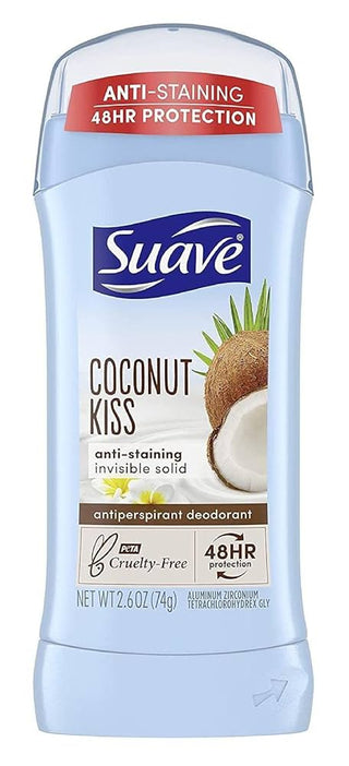 SUAVE ANTI - STAINING INVISIBLE SOLID ANTIPERSPIRANT DEODORANT - COCONUT KISS 2.6OZ - Beautylicious Canada